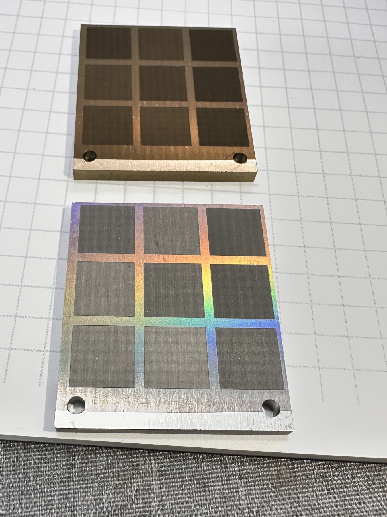 Amostras de processo para validação laser